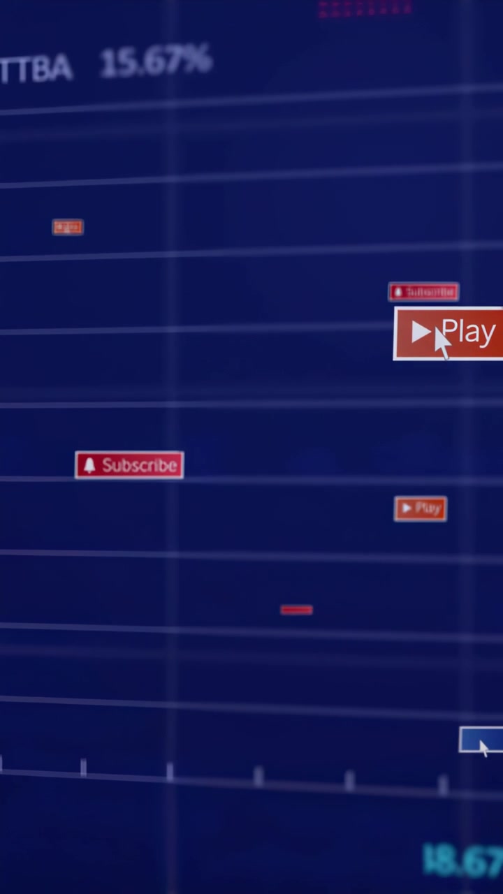 Video verticale: Badge di coinvolgimento che appaiono su una griglia dopo la rivelazione, cursore che clicca, mostrando ticker.