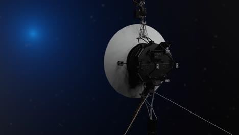 3d animation showing the voyager space probe in deep space