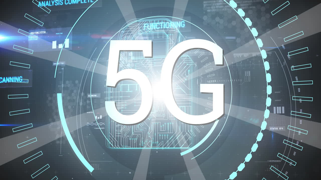 5g scritto nel mezzo di un cerchio futuristico 4k