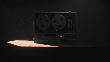 a vintage tape recorder in a blinking light
