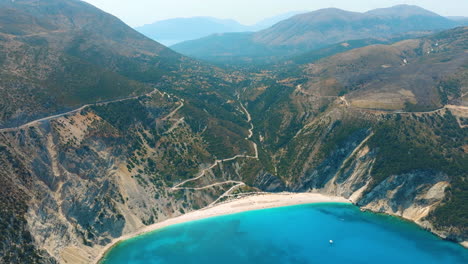aerial view of a stunning beach and mountains