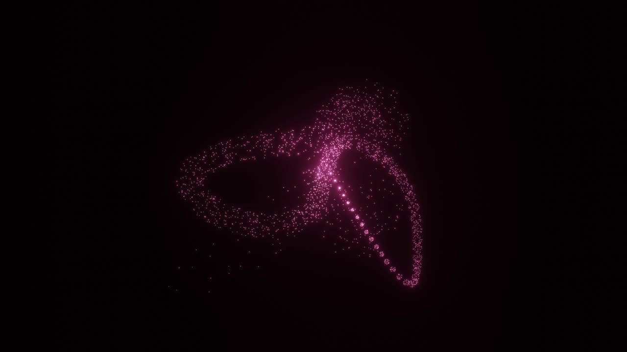 분홍색 빛나는 먼지를 터뜨리는 입자 흔적