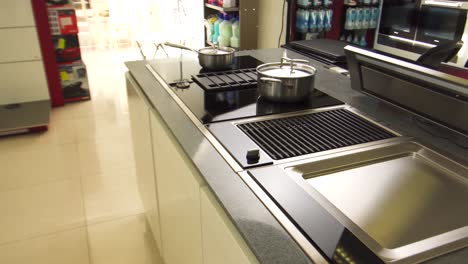 modern kitchen appliances showroom display