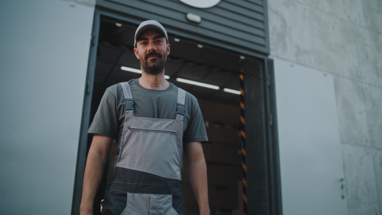 Warehouse worker handling a package delivery