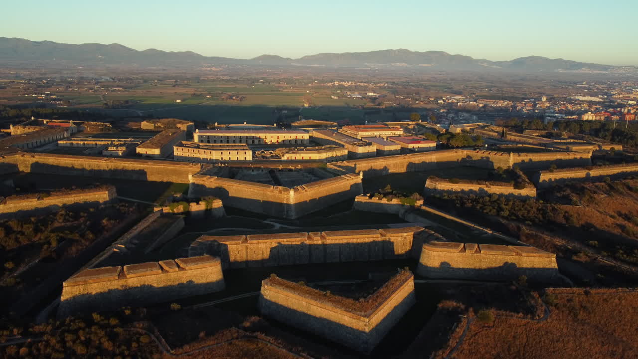 Aerial view of a Star Fort at sunset