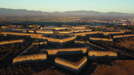 aerial view of a star fort at sunset