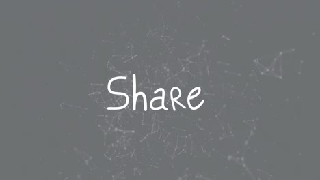 animation of share text and shapes on black background