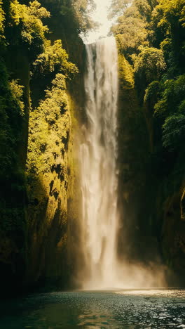 beautiful waterfall in a lush forest