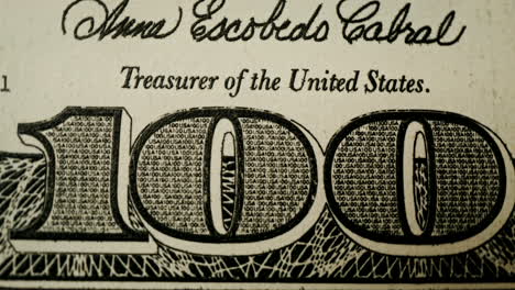 close-up of a us 100 dollar bill