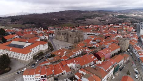 cathedral and city of guarda in portugal aerial view