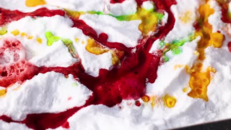 vibrant chemical reaction with baking soda and vinegar