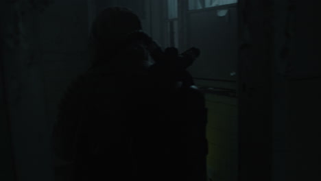 post-apocalyptic soldier in a hazmat suit
