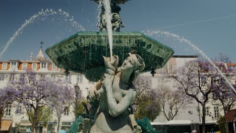 ornate fountain in lisbon city square