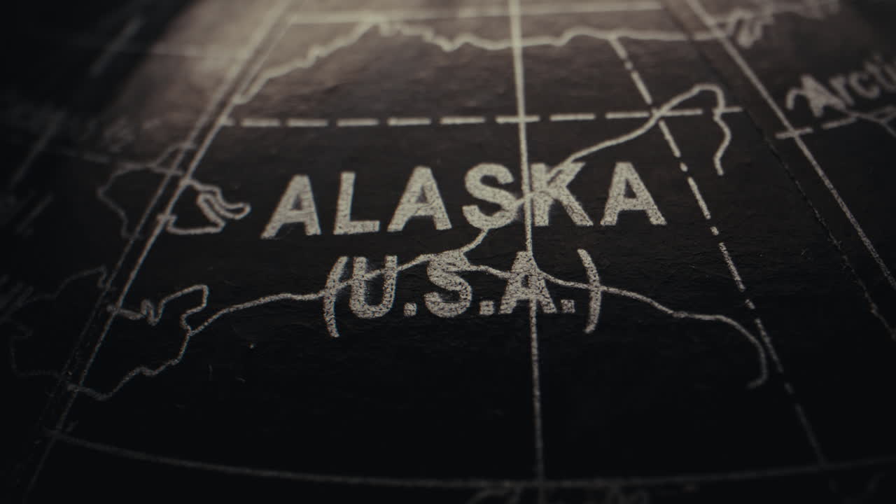 Close-up of Alaska on a vintage globe