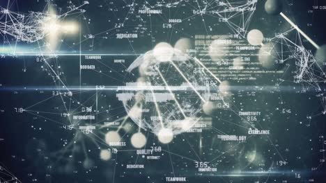 Animation-Von-DNA-Strang,-Globus,-Netzwerk-Von-Verbindungen-Und-Datenverarbeitung-Auf-Schwarzem-Hintergrund