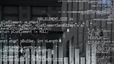 animación del procesamiento de datos sobre edificios