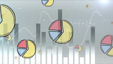 Animation-of-data-processing-with-diagrams-on-gray-background