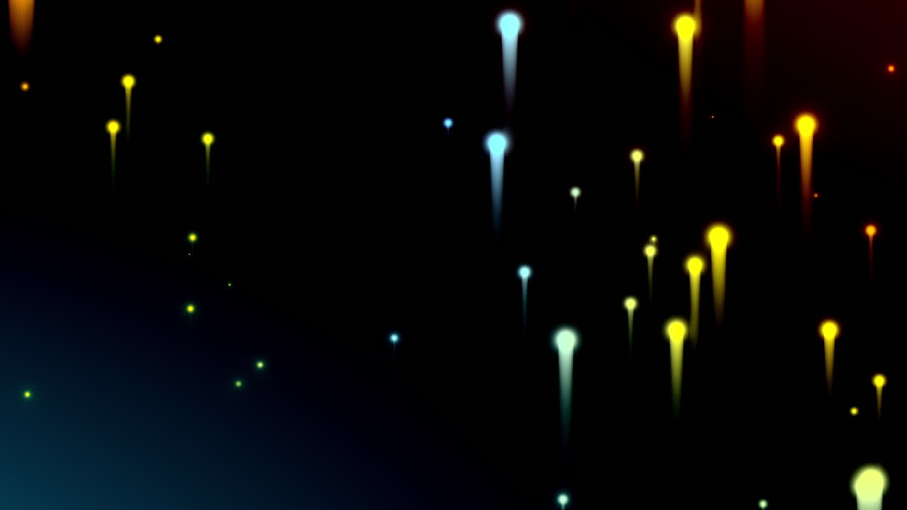 끝에 희미해지는 흔적과 함께 큰 다채로운 입자의 폭발