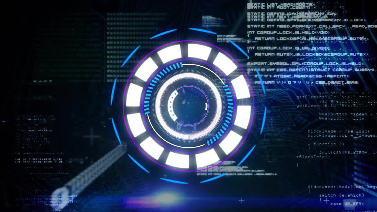 Animation of scope scanning over data processing on black background