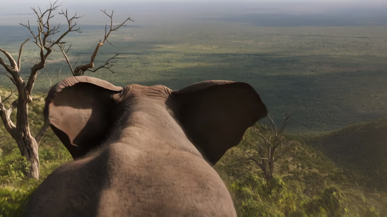 Elephant traversing a natural savanna landscape