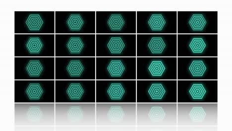 Modern green hexagons pattern with neon light