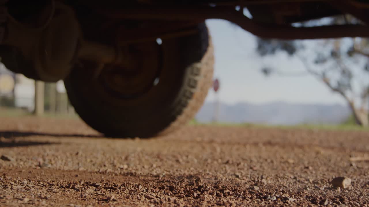 Car driving off during a road trip