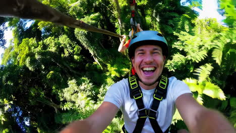 ziplining adventure in a lush tropical forest