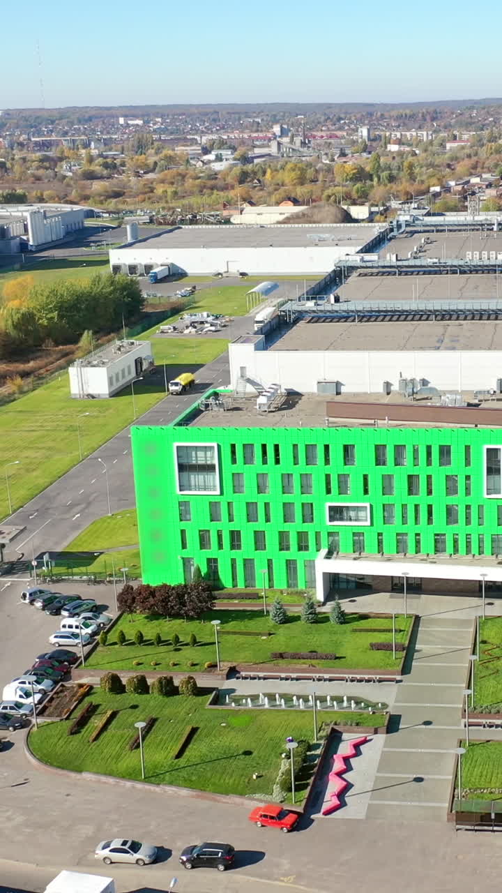 View of industrial buildings. Vertical video