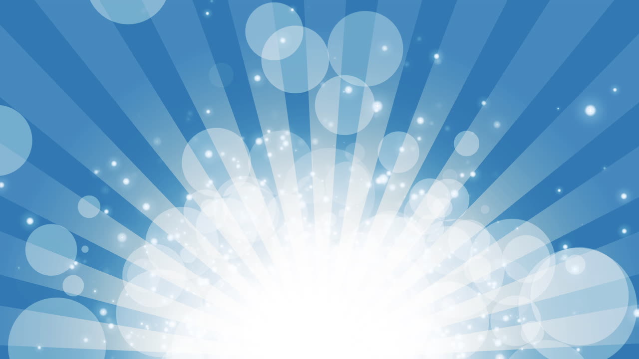Sunburst retro blue ray animation. Abstract loop background of sun rays. Pop art rotate stripes comic or cartoon style. White bubble. Copy space.