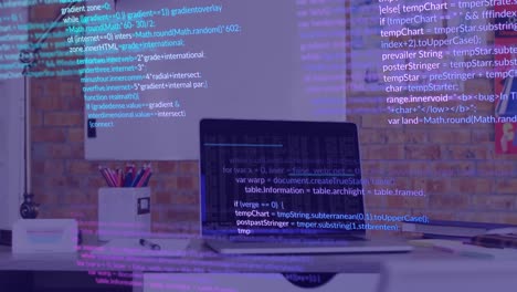 Animation-of-data-processing-over-laptop-in-office