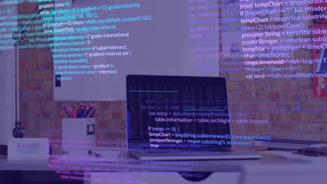 animación del procesamiento de datos a través de una computadora portátil en la oficina