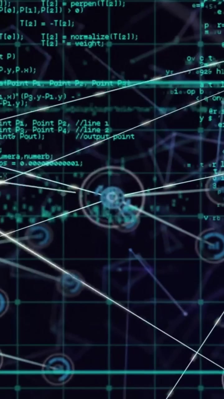 Animation of processing data over communication network on black background