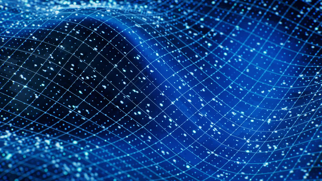 fondo de la cuadrícula de ondas azules, renderización en 3d.