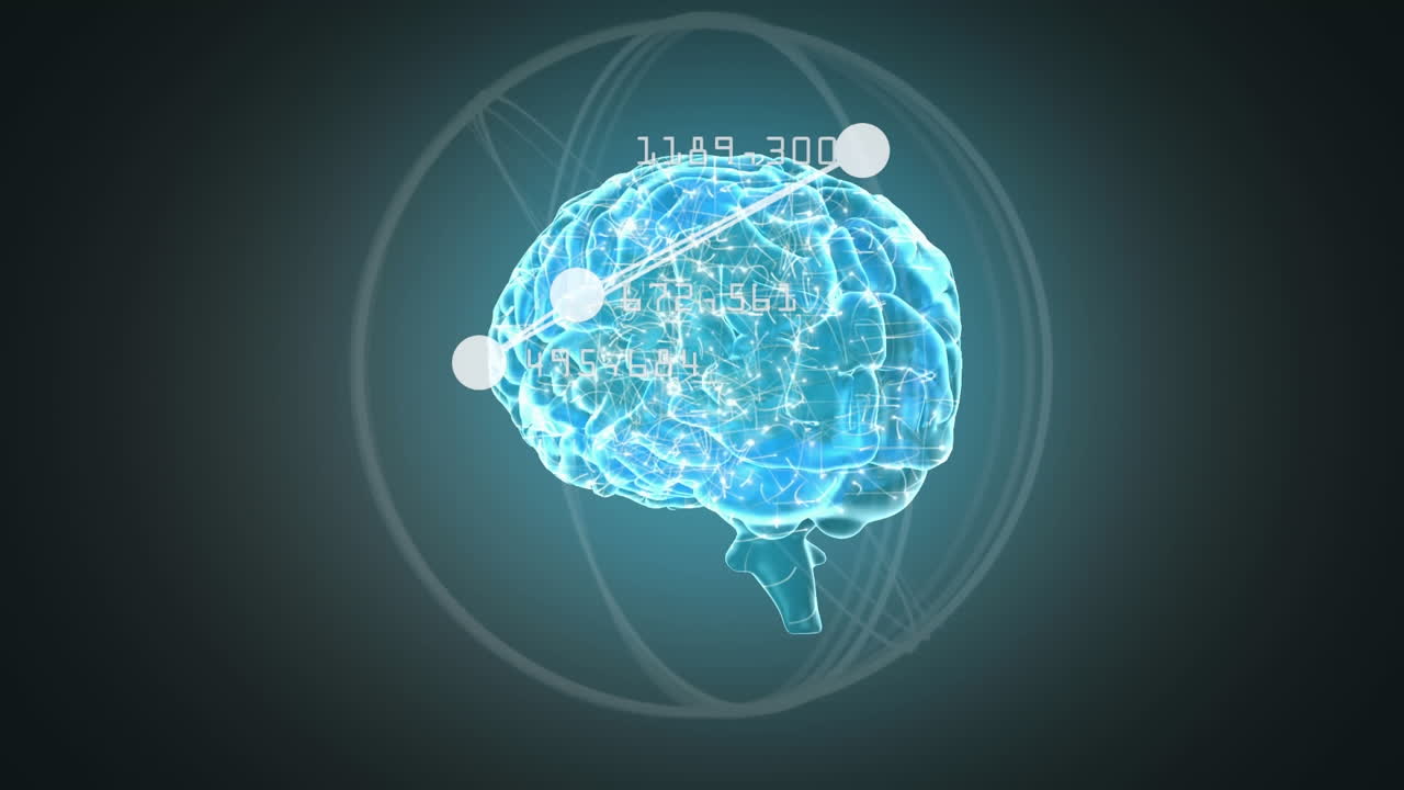 Translucent brain rotating against dark background