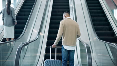 Travel,-escalator-and-back-view-of-man