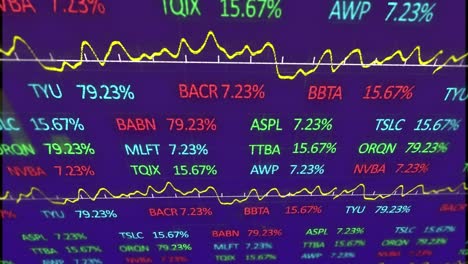 animación del procesamiento de datos estadísticos y del mercado de valores contra un fondo azul