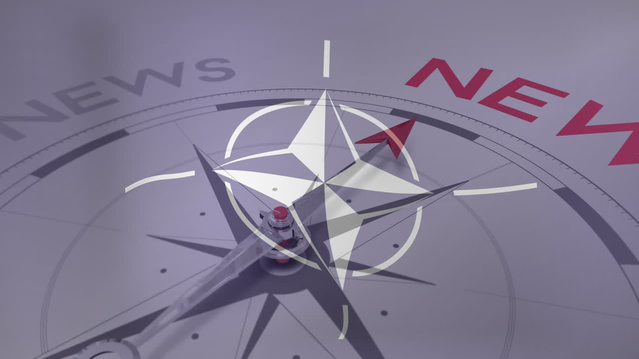 animación de la brújula y las noticias sobre la bandera de la otan