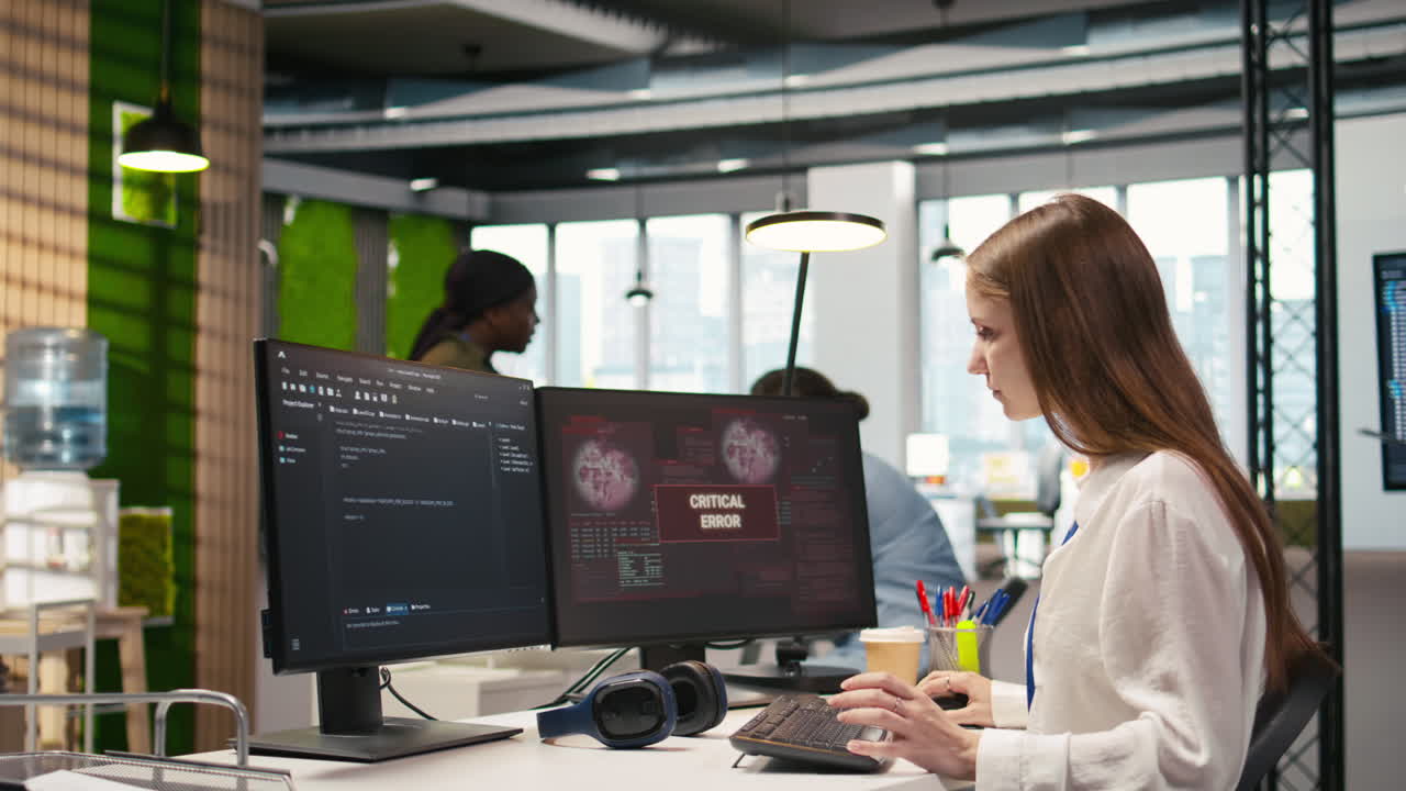 Young Inexperienced Developer In Office Struggling To Fix Critical Error