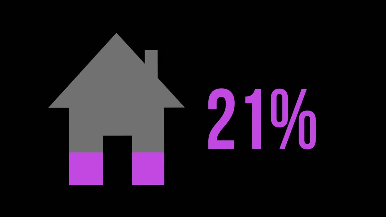 casa llena de color rosa de 0 a 100 por ciento