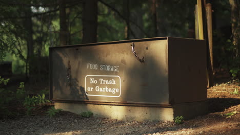 An-animal-proof-food-storage-safe-at-a-campsite-in-Glacier-National-Park