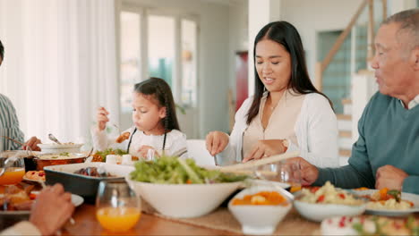 Familie,-Abendessen-Und-Tisch-Mit-Essen