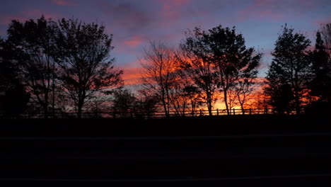 sunset seen through car window