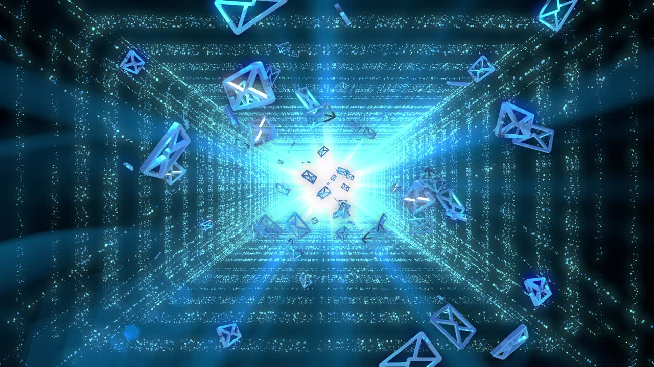 이메일 모양 빛 반이는 스트로크 네온 박이는 입자 루프 애니메이션