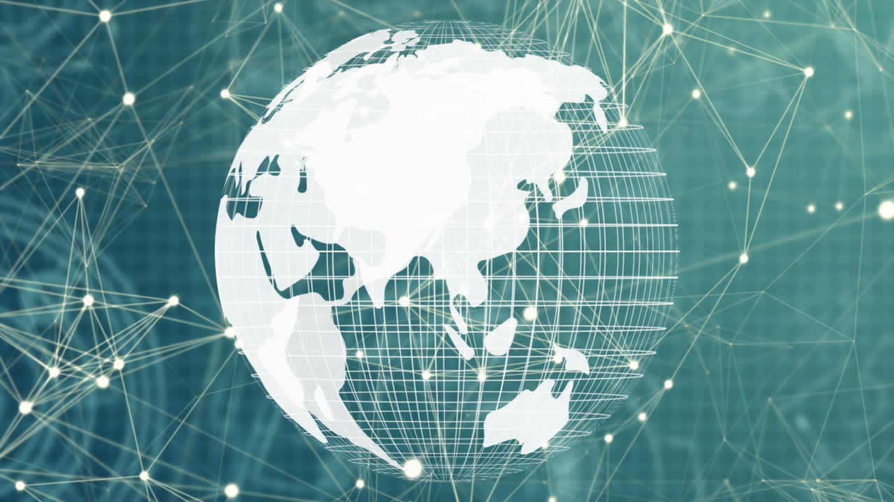 World globe blockchain technology