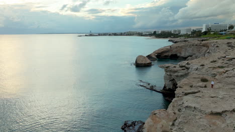 Bridge-of-Lovers-in-Ayia-Napa,-Cyprus-in-aerial-panoramic-view