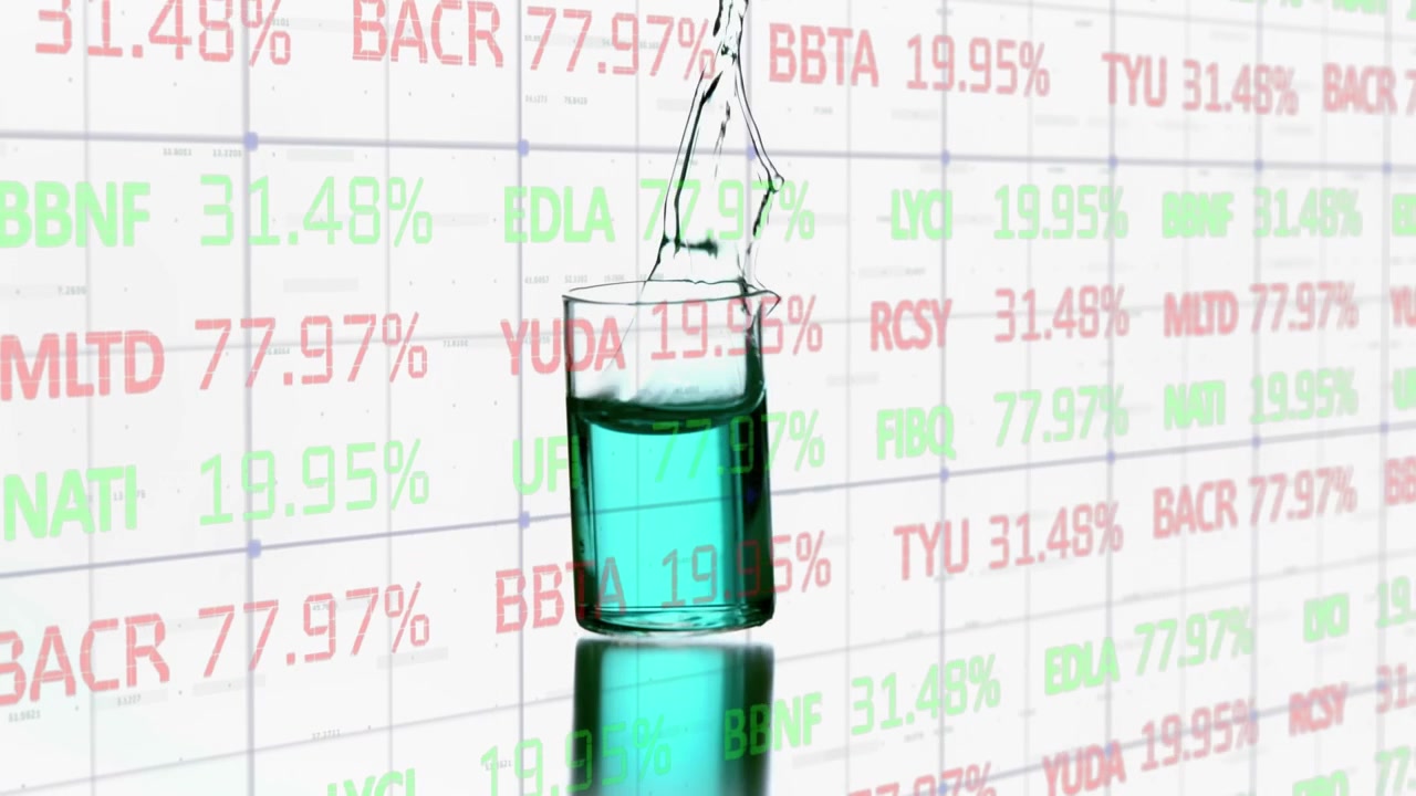 Animazione di elaborazione dati su becher