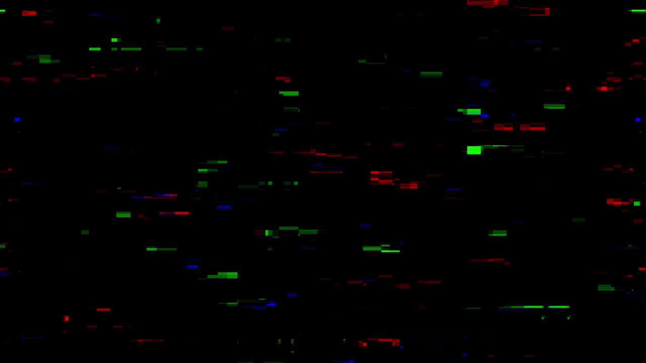Digital glitch-effekt med RGB-farveforvrængning på sort baggrund