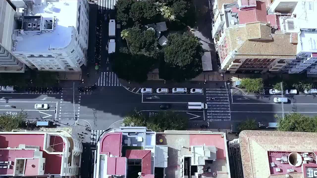 도시 거리의 공중 풍경