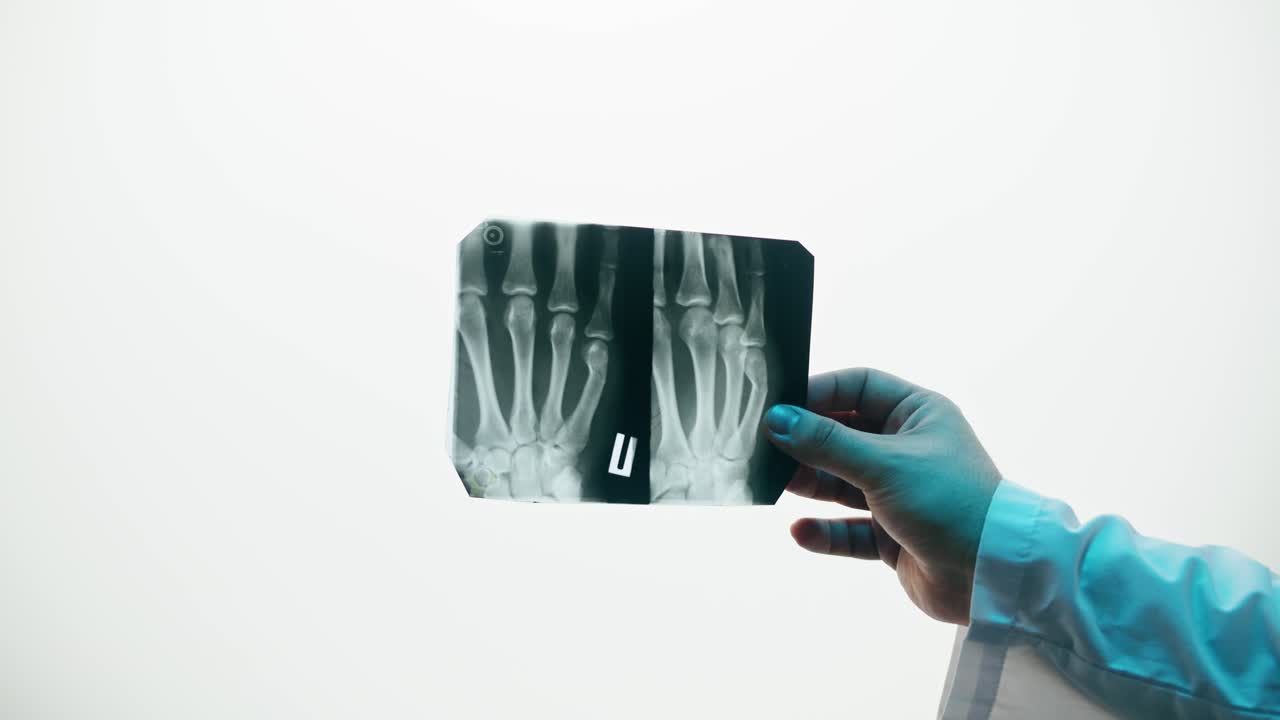 Doctor Holding X-Ray Film of Human Feet