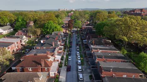 urban neighborhood in american city suburb